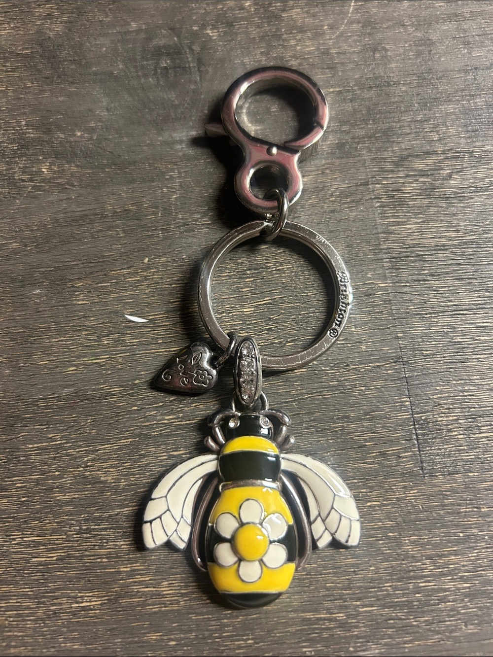 Brighton Bee Handbag Fob, featuring a bright yellow and black‎ enamel bee
